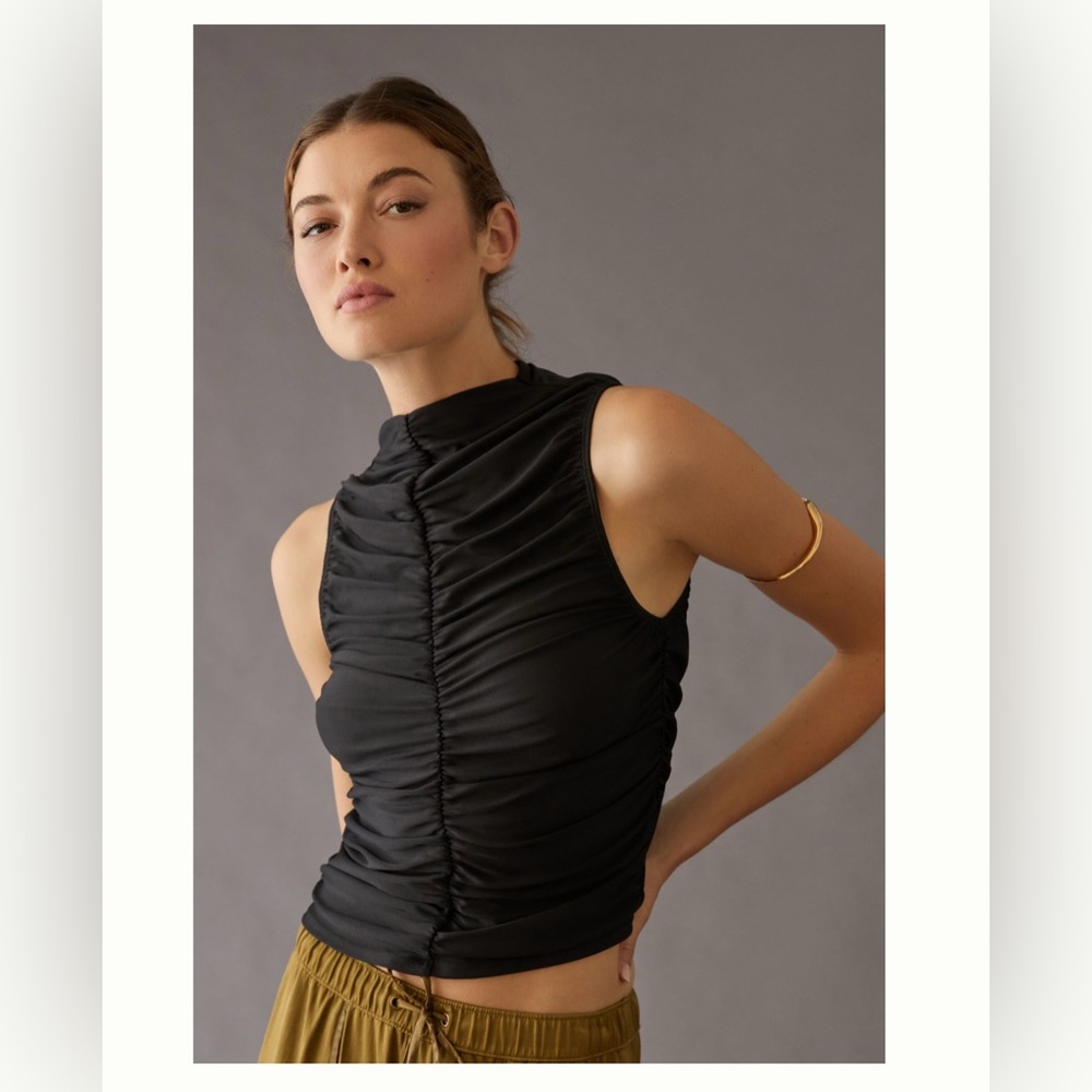 Anthropologie En Elly Ruched Mock Neck Tank